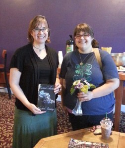 Elizabeth Jennings, author of The Button Collector, with Celia Barbieri, The Button Florist